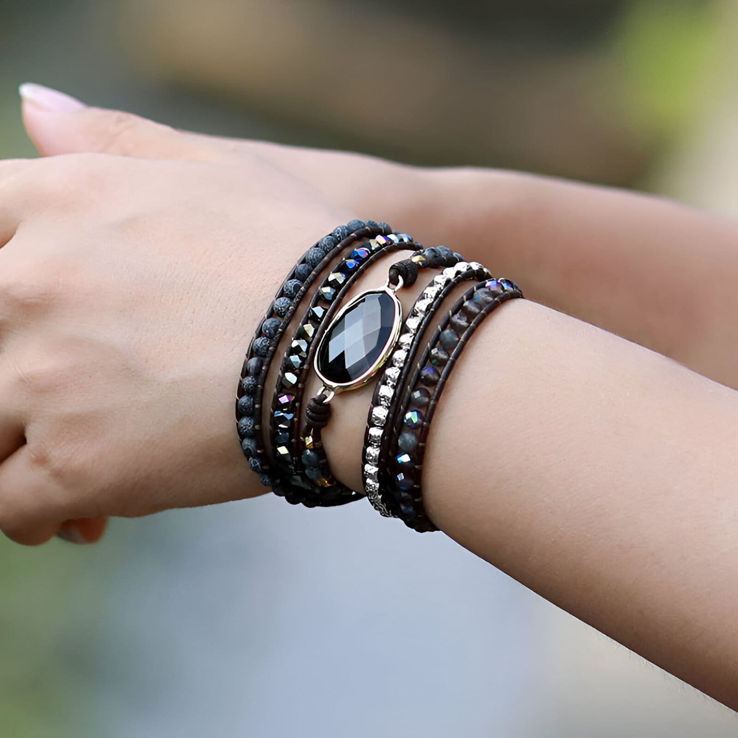 Wickelarmband “Erdung & Stabilität“ aus Onyx