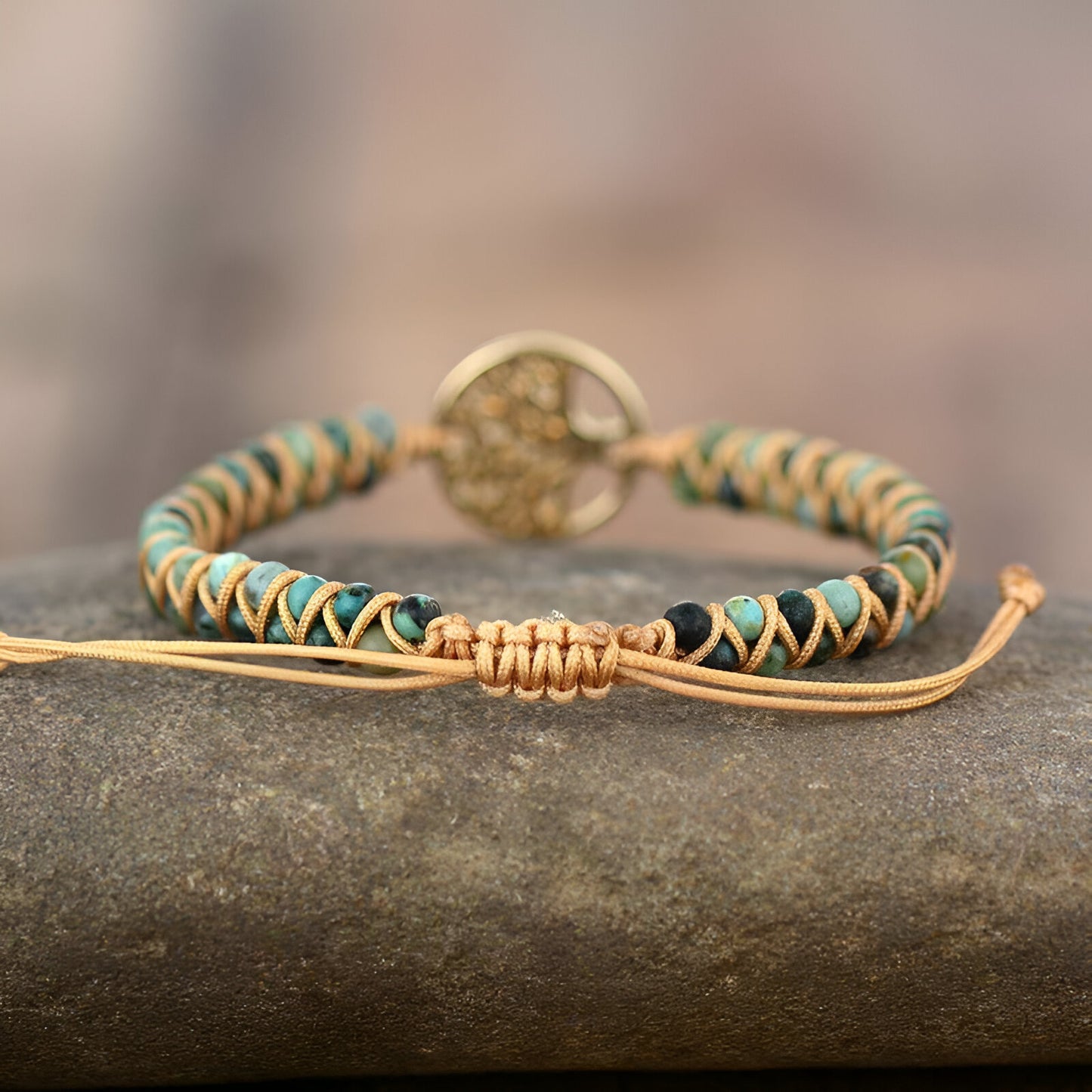 Armband “Ewiges Leben“ mit Afrikanischem Türkis und Lebensbaum