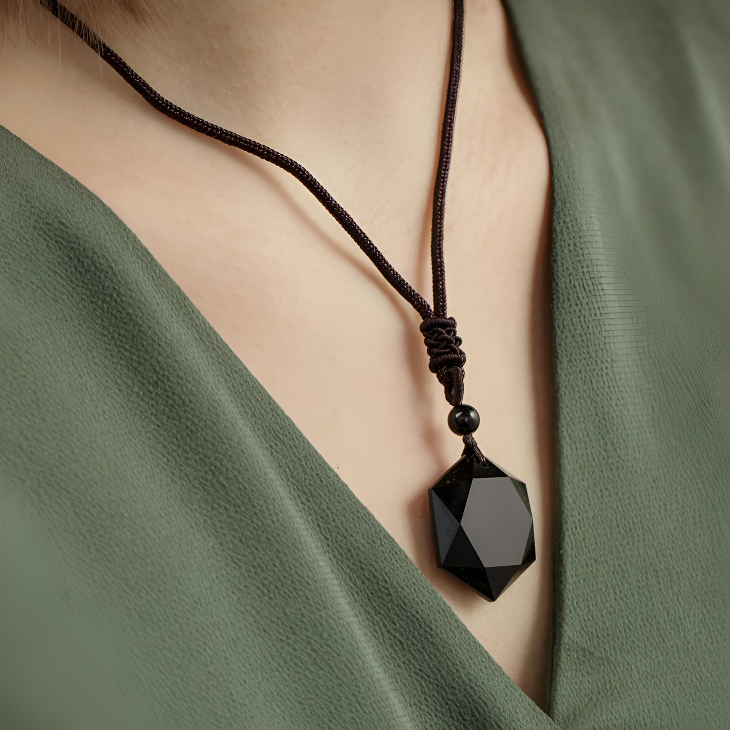 Schutzanhänger “Stern“ aus Schwarzem Obsidian