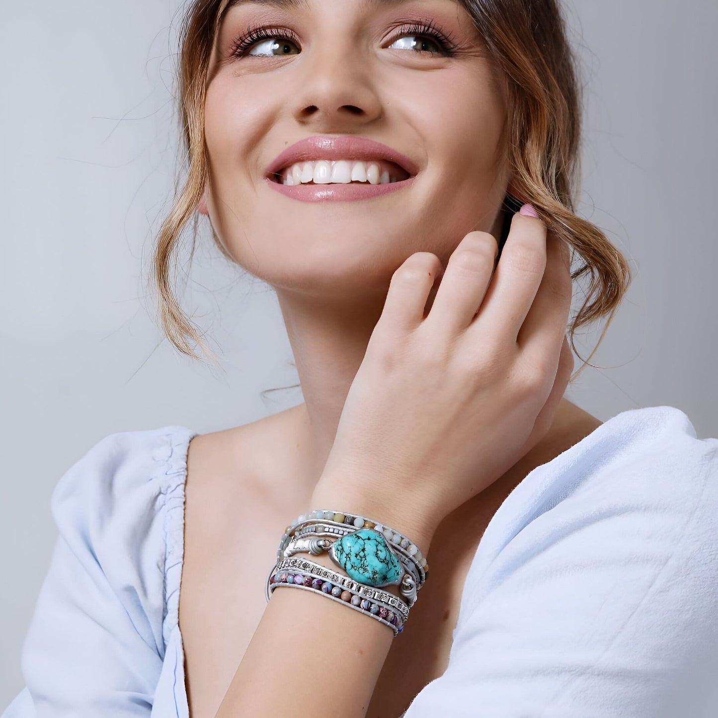 Wickelarmband “Heiliger Schutz“ mit Türkis