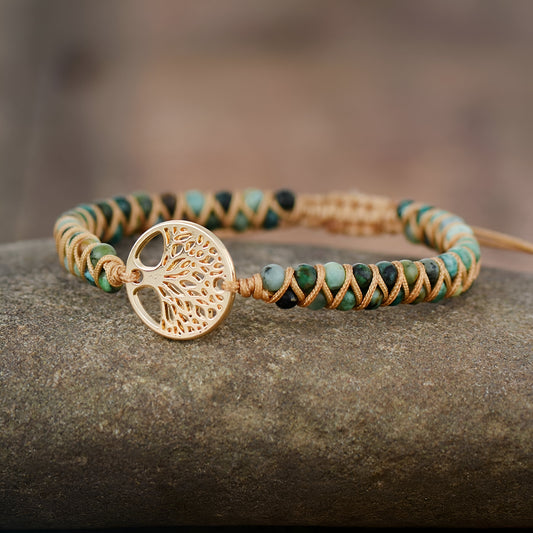 Armband “Ewiges Leben“ mit Afrikanischem Türkis und Lebensbaum