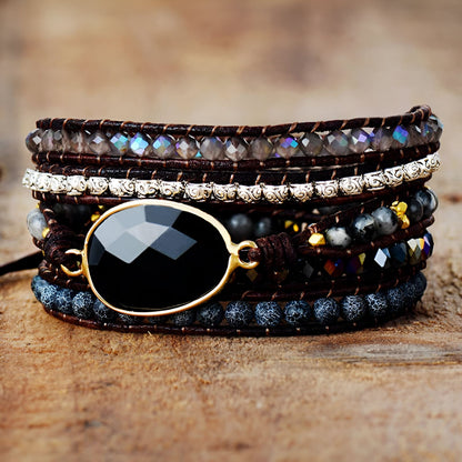 Wickelarmband “Erdung & Stabilität“ aus Onyx