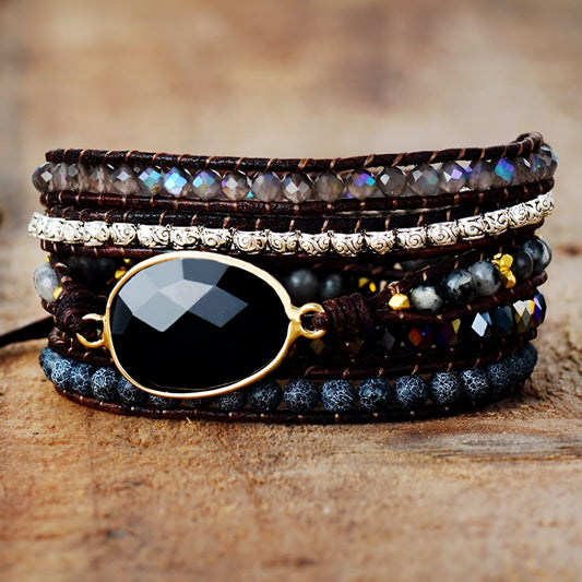 Wickelarmband “Erdung & Stabilität“ aus Onyx