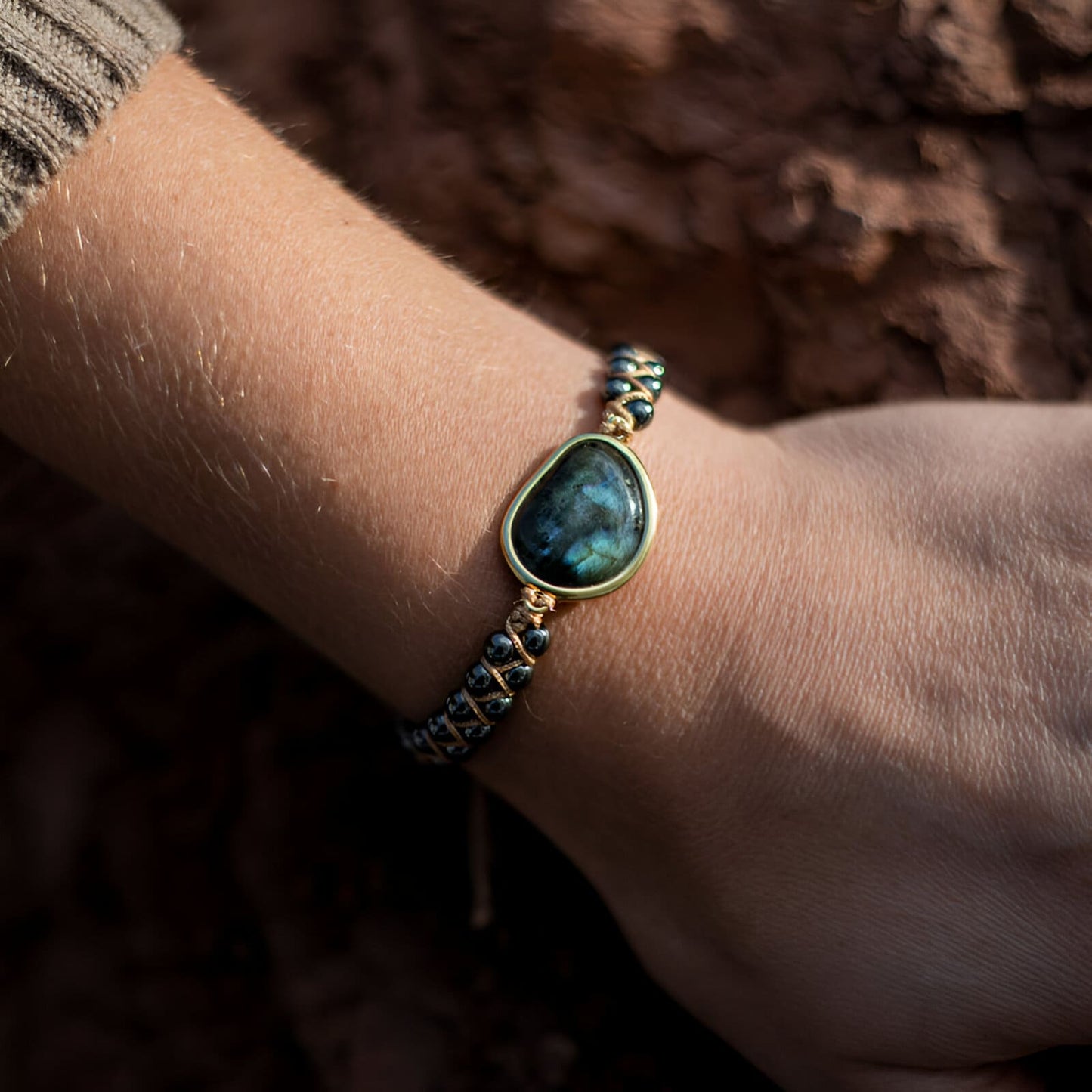 Energiearmband “Oeil Céleste“ mit Labradorit & Hämatit
