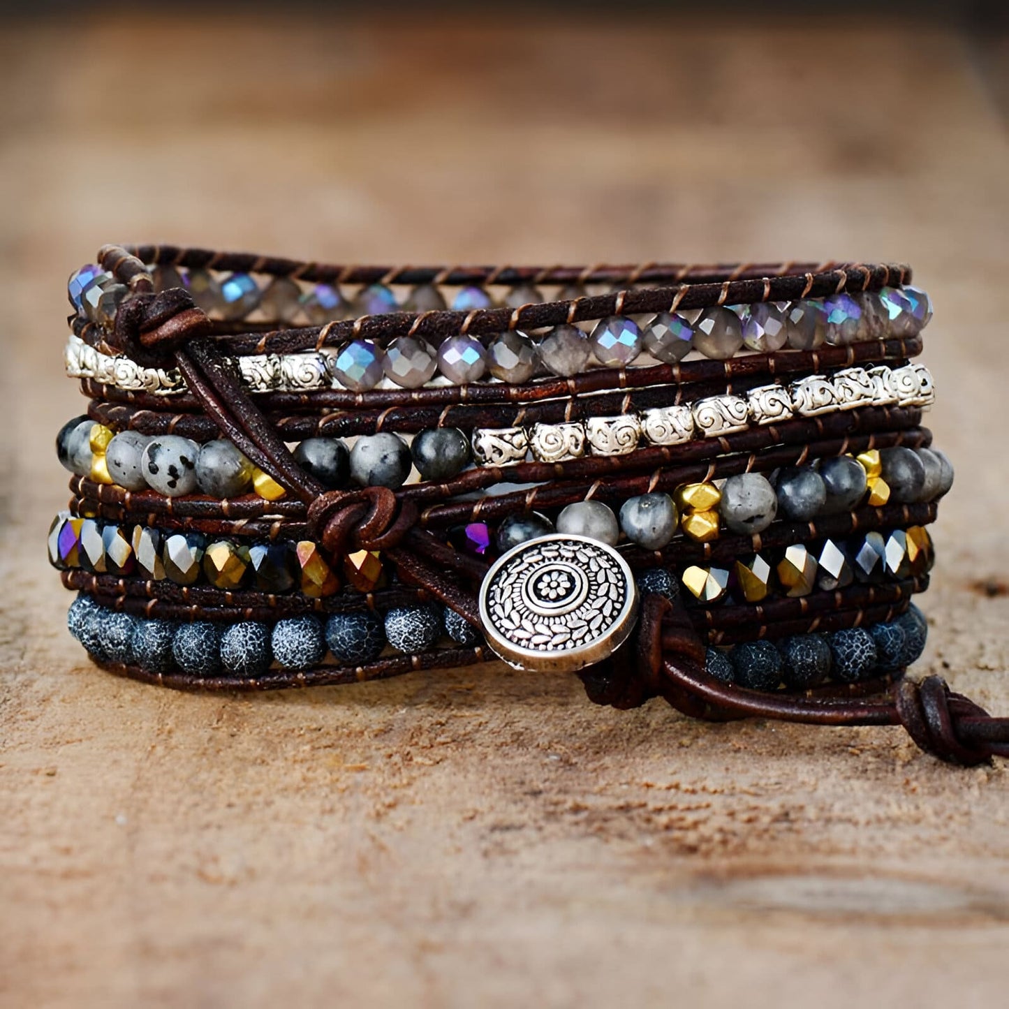 Wickelarmband “Erdung & Stabilität“ aus Onyx