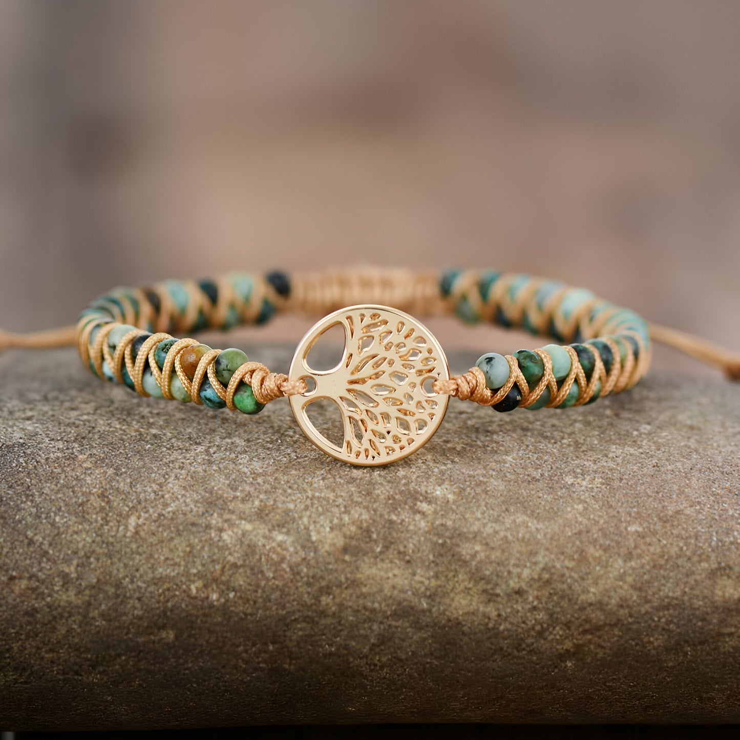 Armband “Ewiges Leben“ mit Afrikanischem Türkis und Lebensbaum