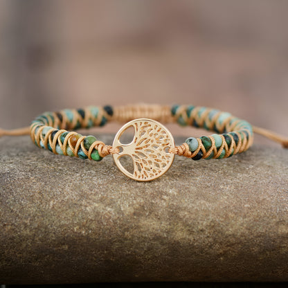 Armband “Ewiges Leben“ mit Afrikanischem Türkis und Lebensbaum