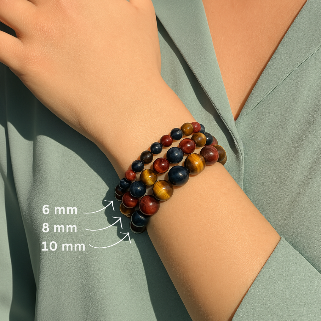 Dreifach-Auge - Armband aus Tigerauge, Stierauge und Falkenauge