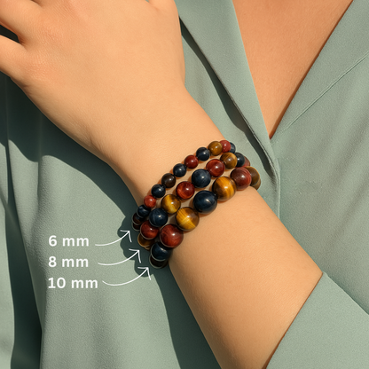 Dreifach-Auge - Armband aus Tigerauge, Stierauge und Falkenauge