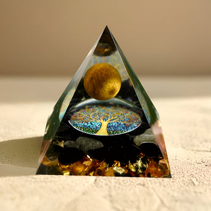 Orgonit “Arbre de Vie Renaissant“ mit Tigerauge und Obsidian