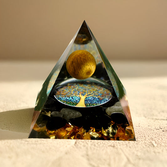 Orgonit “Arbre de Vie Renaissant“ mit Tigerauge und Obsidian