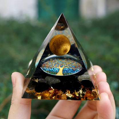 Orgonit “Arbre de Vie Renaissant“ mit Tigerauge und Obsidian